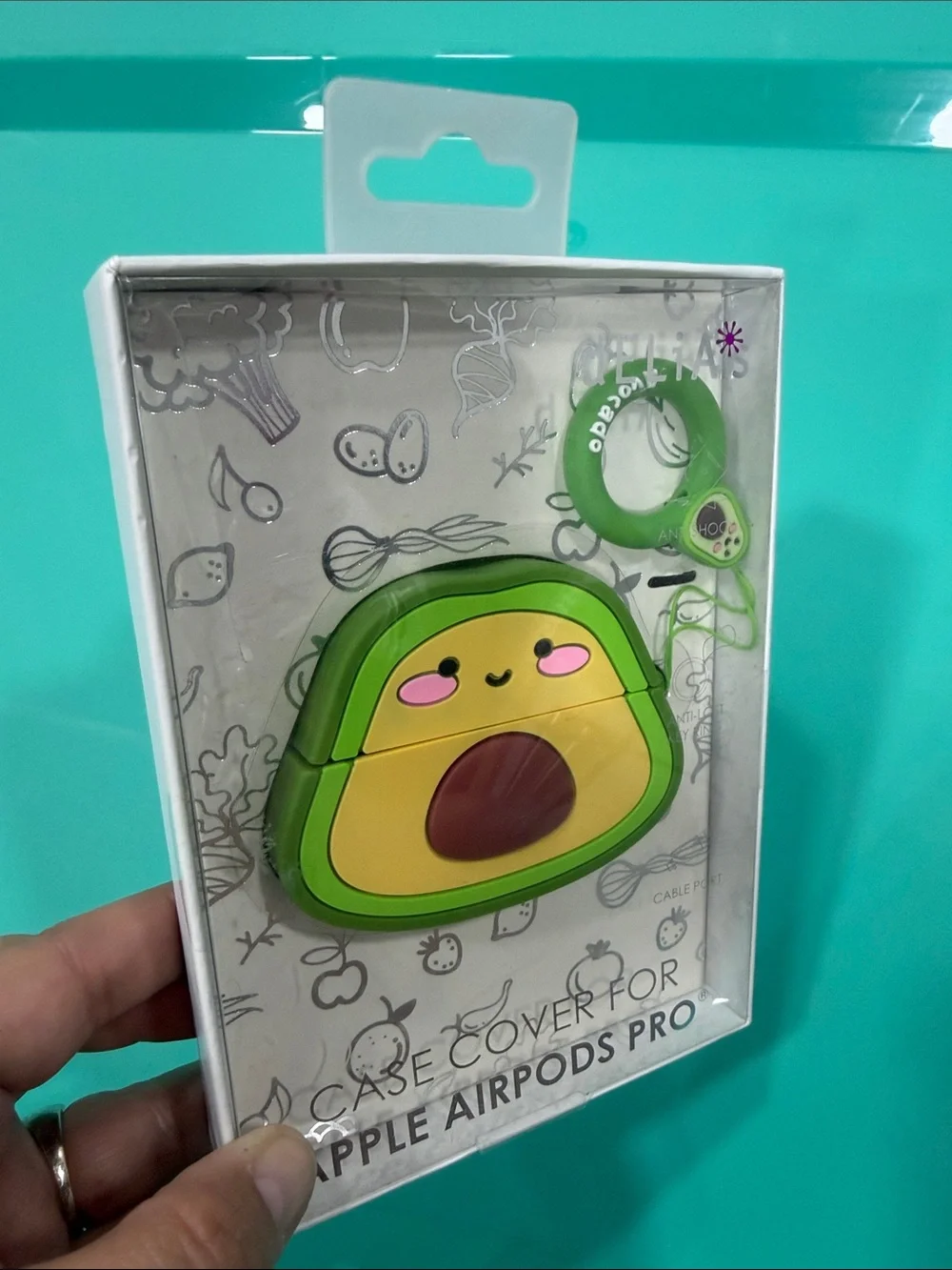 dELiA*s Green Avocado Silicone Case Cover for Apple AirPods Pro with Keyring